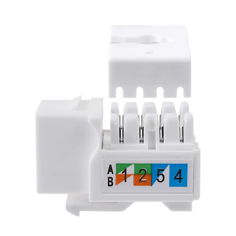 TENINYU 10-Pack RJ45 Keystone Jack Module Connector 568A/568B, Keystone Adapter Compatible Cat 6/5e/5 Connector,Cat6 Keystone Jack,RJ45 Female Connector,White - Image 5